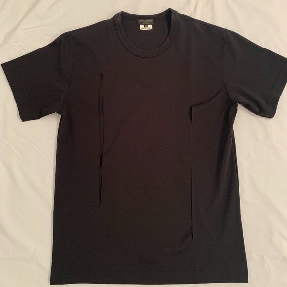 black Comme des Garcons Homme Plus vertical slits t-shirt size M - Picture 8 of 8